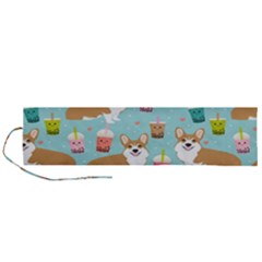 Corgi Boba Tea Bubble Tea Kawaii Food Welsh Corgis Dog Pattern Roll Up Canvas Pencil Holder (l) by Perong