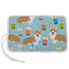 Corgi Boba Tea Bubble Tea Kawaii Food Welsh Corgis Dog Pattern Pen Storage Case (m) by Perong