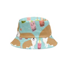 Corgi Boba Tea Bubble Tea Kawaii Food Welsh Corgis Dog Pattern Bucket Hat (kids) by Perong