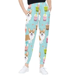 Corgi Boba Tea Bubble Tea Kawaii Food Welsh Corgis Dog Pattern Women s Tapered Pants by Perong