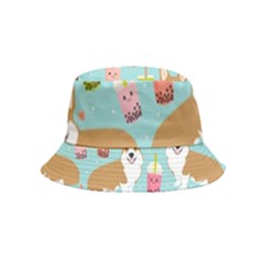 Corgi Boba Tea Bubble Tea Kawaii Food Welsh Corgis Dog Pattern Inside Out Bucket Hat (kids) by Perong