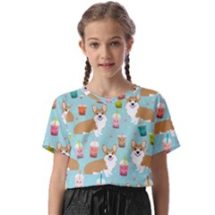 Corgi Boba Tea Bubble Tea Kawaii Food Welsh Corgis Dog Pattern Kids  Basic T-shirt by Perong