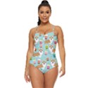 Corgi Boba Tea Bubble Tea Kawaii Food Welsh Corgis Dog Pattern Retro Full Coverage Swimsuit View1