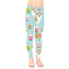 Corgi Boba Tea Bubble Tea Kawaii Food Welsh Corgis Dog Pattern Kids  Classic Winter Leggings