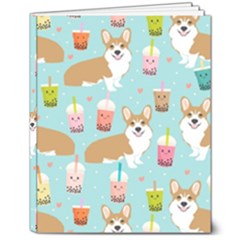 Corgi Boba Tea Bubble Tea Kawaii Food Welsh Corgis Dog Pattern 8  X 10  Hardcover Notebook by Perong