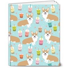 Corgi Boba Tea Bubble Tea Kawaii Food Welsh Corgis Dog Pattern 8  X 10  Softcover Notebook by Perong