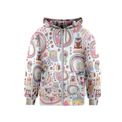 Cute Owl Bird Animal Pattern Kids  Zipper Hoodie