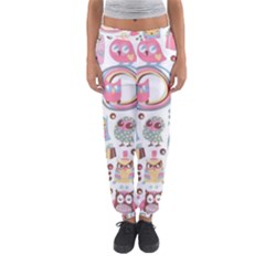 Cute Owl Bird Animal Pattern Women s Jogger Sweatpants by Perong