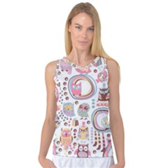 Cute Owl Bird Animal Pattern Women s Basketball Tank Top by Perong