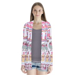 Cute Owl Bird Animal Pattern Drape Collar Cardigan by Perong