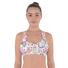 Cute Owl Bird Animal Pattern Cross Back Sports Bra by Perong