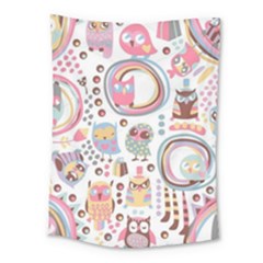 Cute Owl Bird Animal Pattern Medium Tapestry