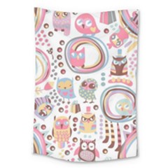 Cute Owl Bird Animal Pattern Large Tapestry