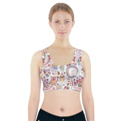 Cute Owl Bird Animal Pattern Sports Bra With Pocket by Perong