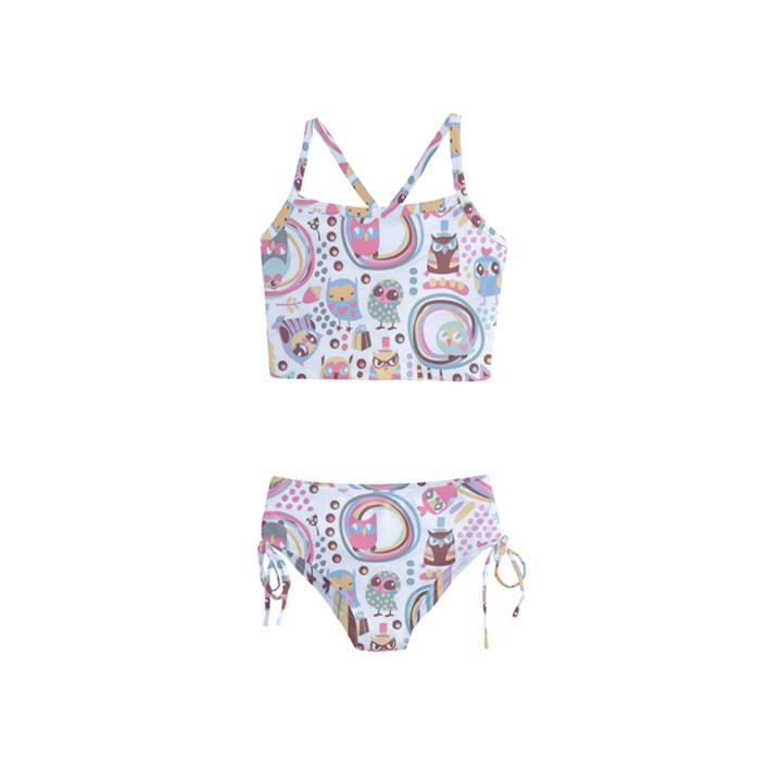 Cute Owl Bird Animal Pattern Girls  Tankini Swimsuit