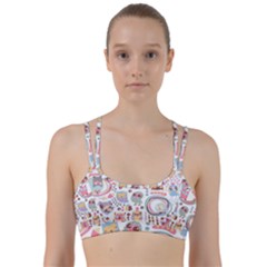 Cute Owl Bird Animal Pattern Line Them Up Sports Bra by Perong