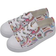 Cute Owl Bird Animal Pattern Kids  Low Top Canvas Sneakers by Perong