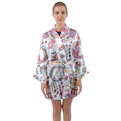 Cute Owl Bird Animal Pattern Long Sleeve Satin Kimono