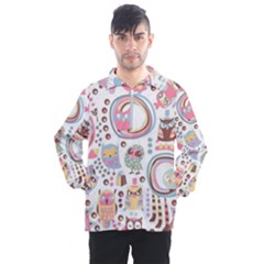 Cute Owl Bird Animal Pattern Men s Half Zip Pullover