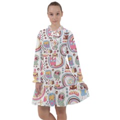 Cute Owl Bird Animal Pattern All Frills Chiffon Dress by Perong