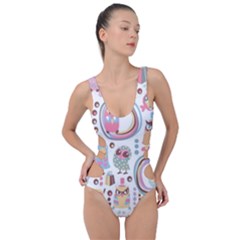 Cute Owl Bird Animal Pattern Side Cut Out Swimsuit by Perong