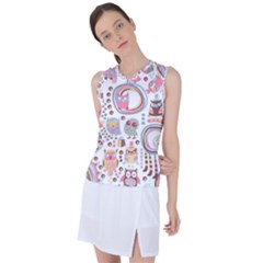 Cute Owl Bird Animal Pattern Women s Sleeveless Sports Top by Perong