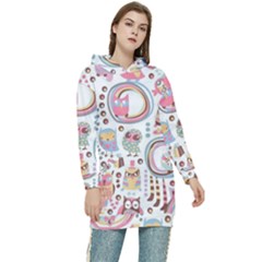 Cute Owl Bird Animal Pattern Women s Long Oversized Pullover Hoodie