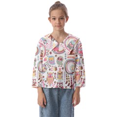 Cute Owl Bird Animal Pattern Kids  Sailor Shirt by Perong