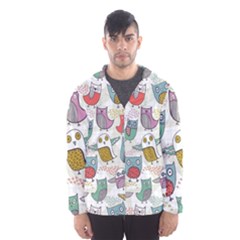 Owl Animal Bird Pattern Men s Hooded Windbreaker