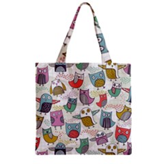 Owl Animal Bird Pattern Zipper Grocery Tote Bag by Perong