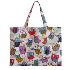 Owl Animal Bird Pattern Zipper Mini Tote Bag by Perong