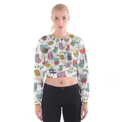 Owl Animal Bird Pattern Cropped Sweatshirt