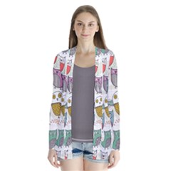 Owl Animal Bird Pattern Drape Collar Cardigan by Perong