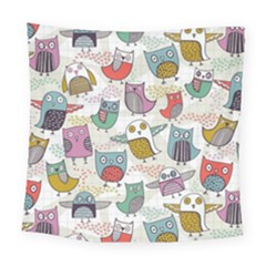 Owl Animal Bird Pattern Square Tapestry (large)