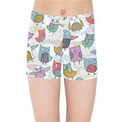 Owl Animal Bird Pattern Kids  Sports Shorts by Perong