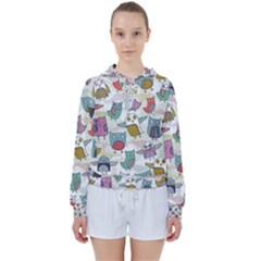 Owl Animal Bird Pattern Women s Tie Up Sweat