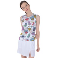 Owl Animal Bird Pattern Women s Sleeveless Sports Top by Perong