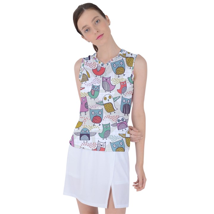 Owl Animal Bird Pattern Women s Sleeveless Sports Top