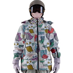 Owl Animal Bird Pattern Women s Zip Ski And Snowboard Waterproof Breathable Jacket by Perong