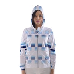 Geometric Pulse Print Design Women s Hooded Windbreaker