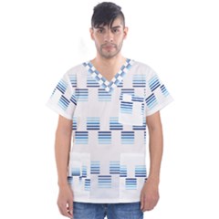 Geometric Pulse Print Design Men s V-neck Scrub Top