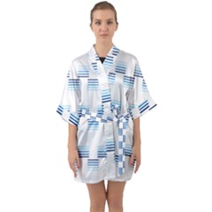 Geometric Pulse Print Design Half Sleeve Satin Kimono  by dflcprintsclothing