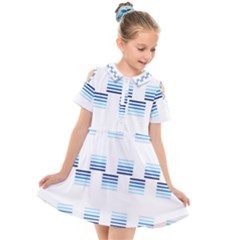 Geometric Pulse Print Design Kids  Short Sleeve Shirt Dress