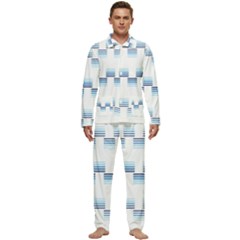 Geometric Pulse Print Design Men s Long Sleeve Velvet Pocket Pajamas Set by dflcprintsclothing