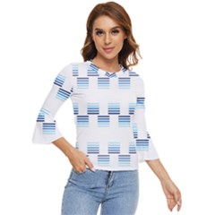 Geometric Pulse Print Design Bell Sleeve Top