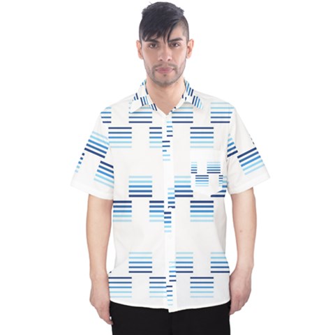 Geometric Pulse Print Design Men s Hawaii Shirt by dflcprintsclothing