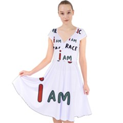 America  I Am Race Cap Sleeve Front Wrap Midi Dress by RiverRootz