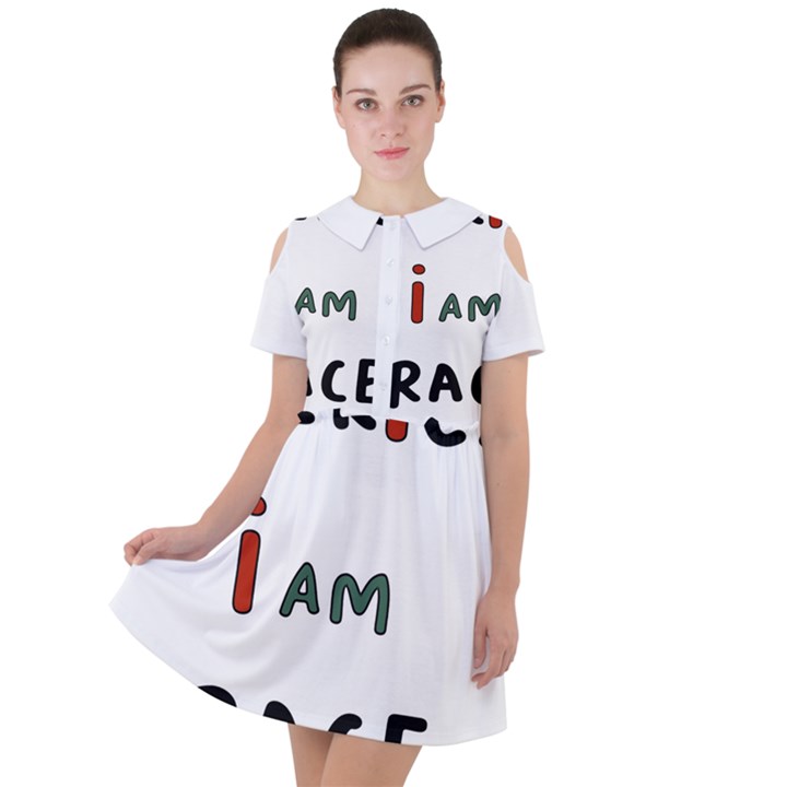 America  I Am Race Short Sleeve Shoulder Cut Out Dress 