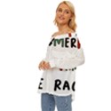 America  I Am Race Off Shoulder Chiffon Pocket Shirt View2