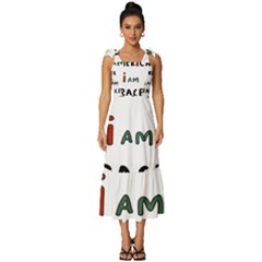 America  I Am Race Tie-strap Tiered Midi Chiffon Dress by RiverRootz